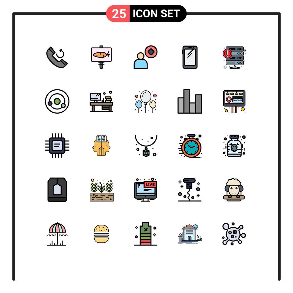 ensemble de 25 symboles d'icônes d'interface utilisateur modernes signes pour l'hébergement de crash plus éléments de conception vectoriels modifiables mobiles samsung vecteur
