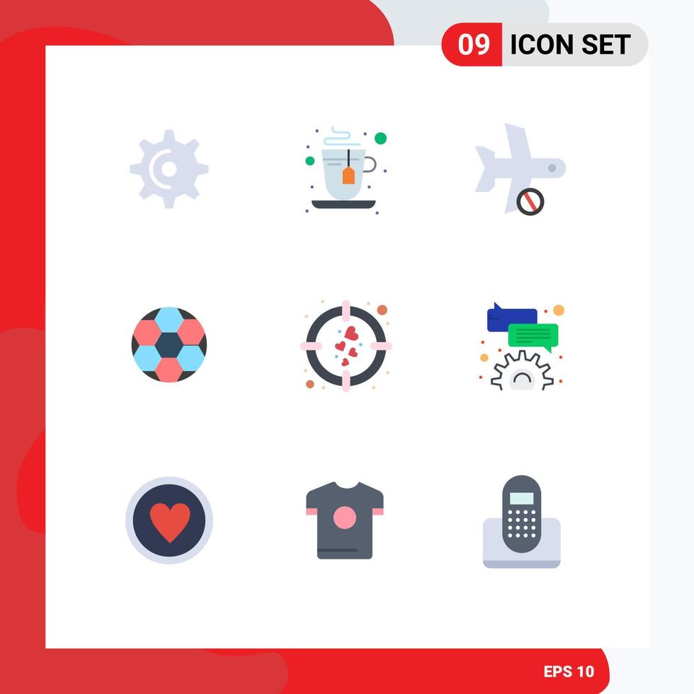 ensemble de 9 symboles d'icônes d'interface utilisateur modernes signes pour amour sport vol ballon de football éléments de conception vectoriels modifiables vecteur