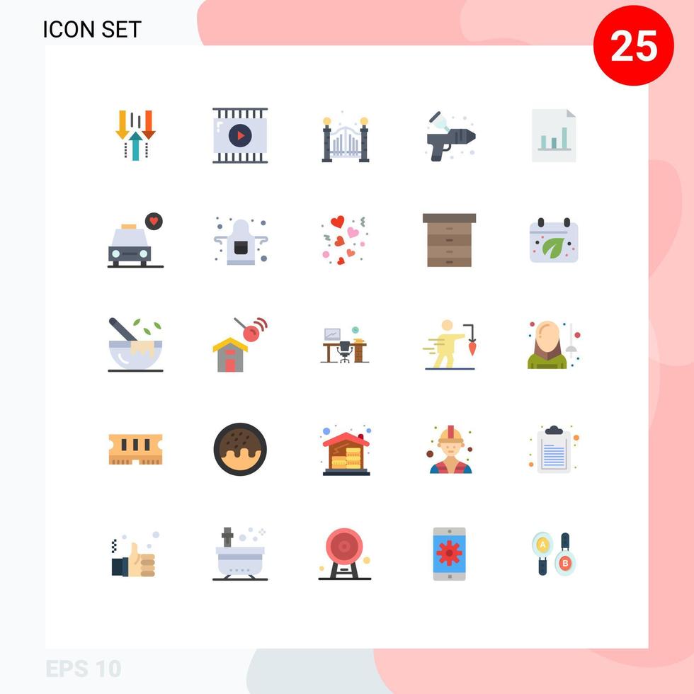 interface mobile couleur plate ensemble de 25 pictogrammes d'arts du document vidéo conception peinture aérographe éléments de conception vectoriels modifiables vecteur