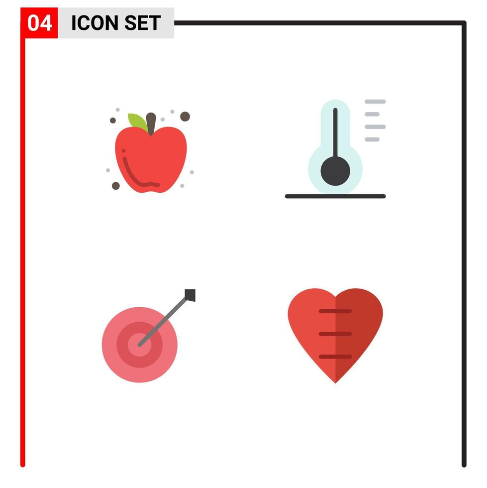 4 icône plate universelle signes symboles de la collection de pommes trophée du thermomètre alimentaire éléments de conception vectoriels modifiables vecteur