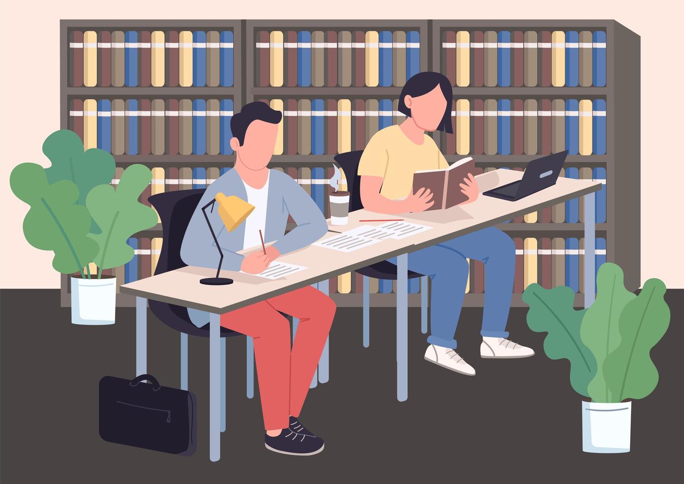 étudiant des camarades de classe dans la bibliothèque vecteur