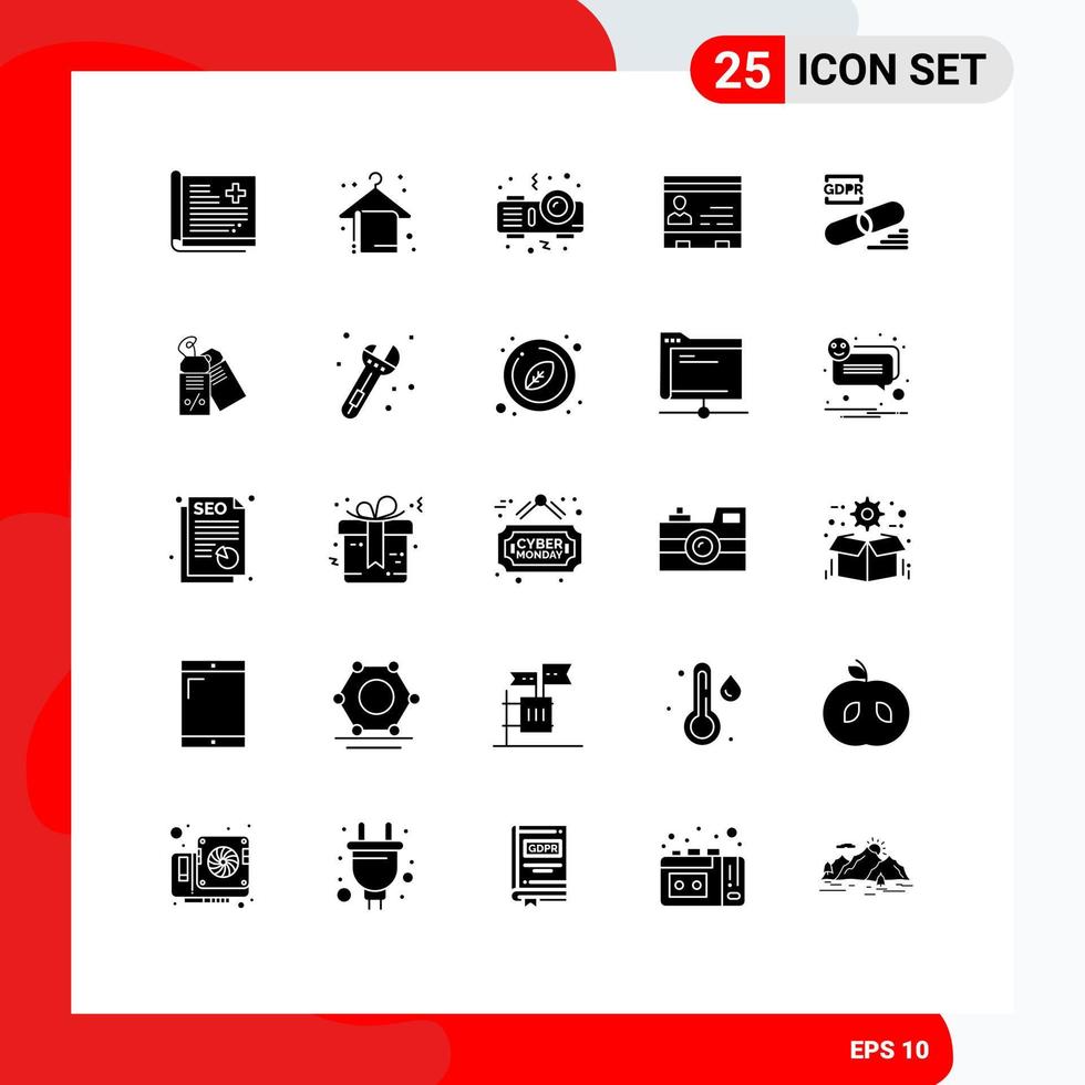 pack d'icônes vectorielles stock de 25 signes et symboles de ligne pour les personnes contacts cartes d'été id éléments de conception vectoriels modifiables vecteur