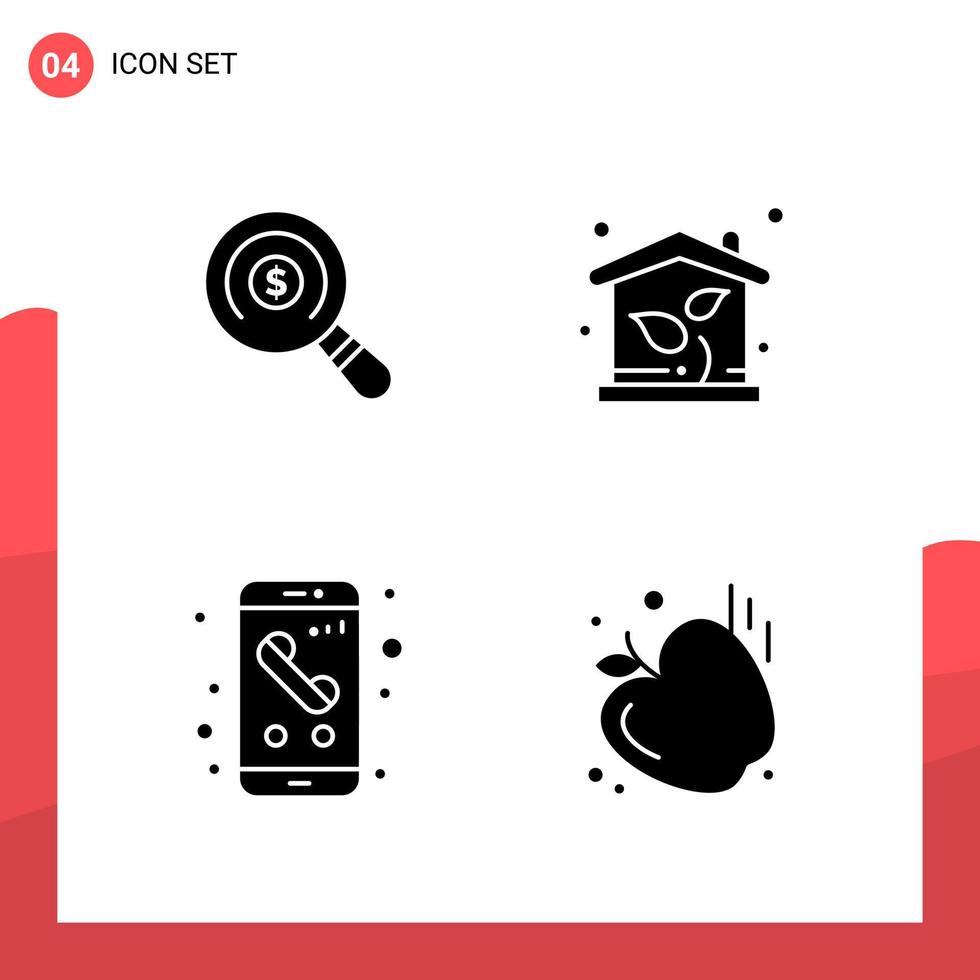 pack de 4 icônes de glyphe universelles pour les supports d'impression sur fond blanc icône noire créative fond vectoriel