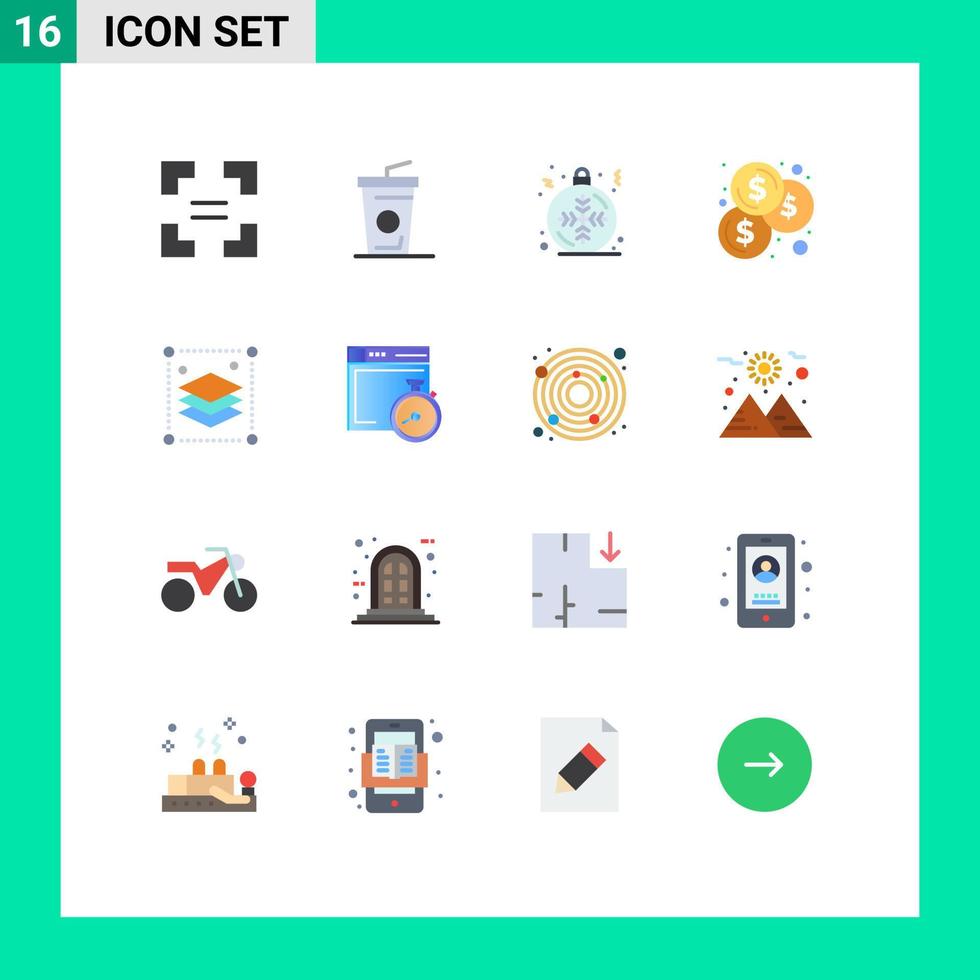 ensemble de 16 symboles d'icônes d'interface utilisateur modernes signes pour les couches de fichiers couches de conception de flocon de neige investissement pack modifiable d'éléments de conception de vecteur créatif
