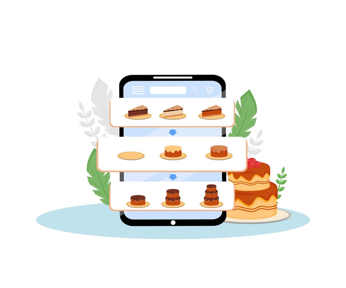 application mobile de commande de gâteaux en ligne vecteur