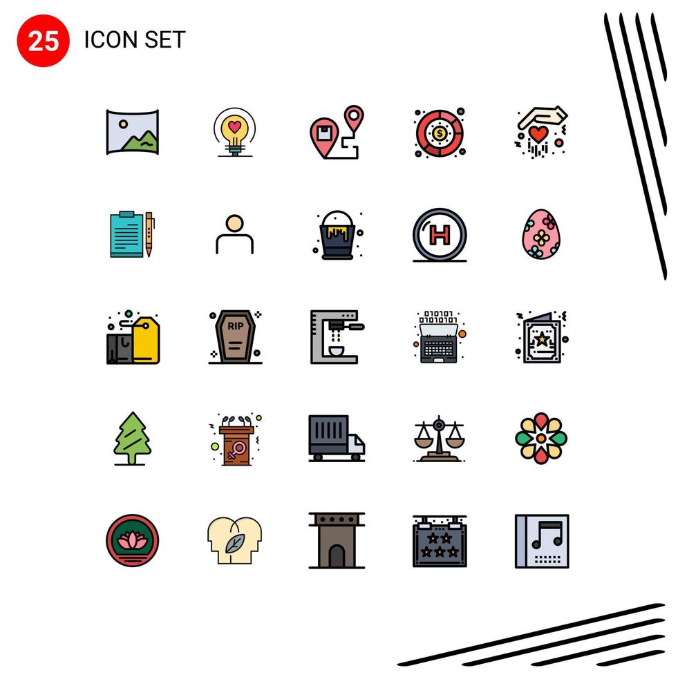 ensemble de 25 symboles d'icônes d'interface utilisateur modernes signes pour la gestion des cadeaux graphique de livraison expédition éléments de conception vectoriels modifiables vecteur