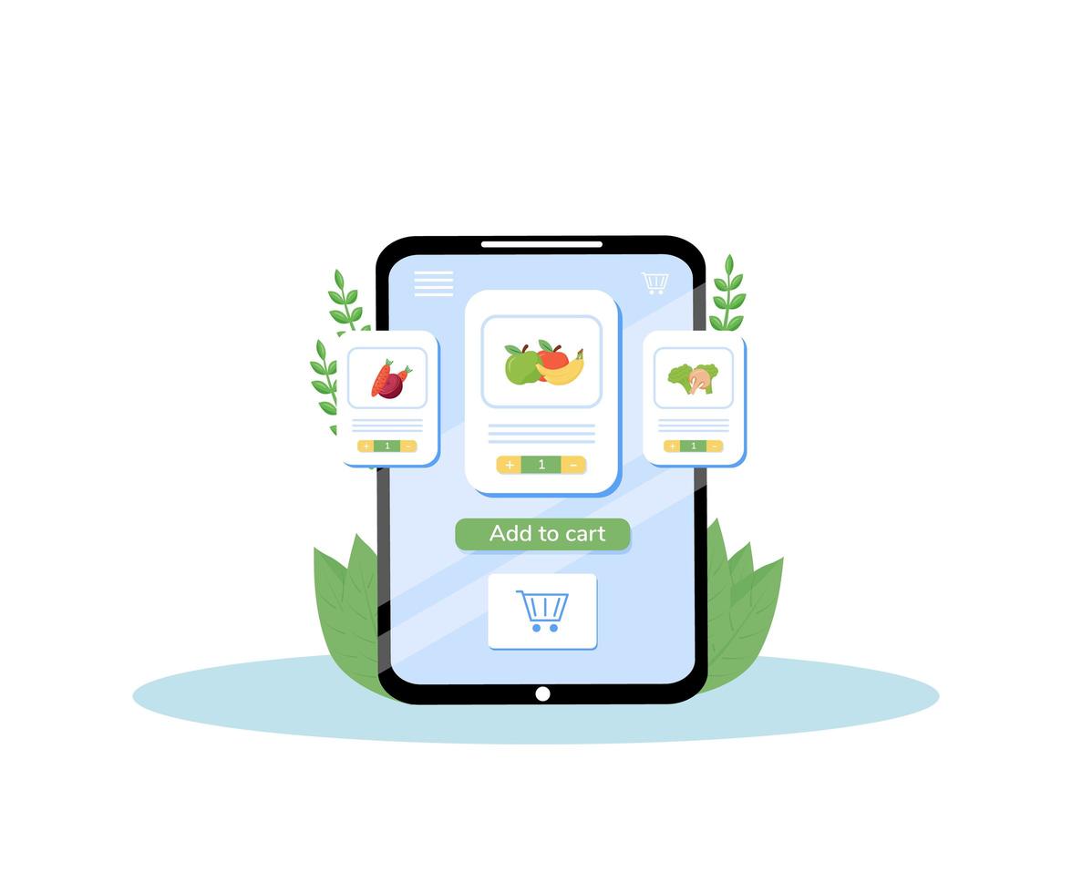 application mobile d'épicerie en ligne vecteur