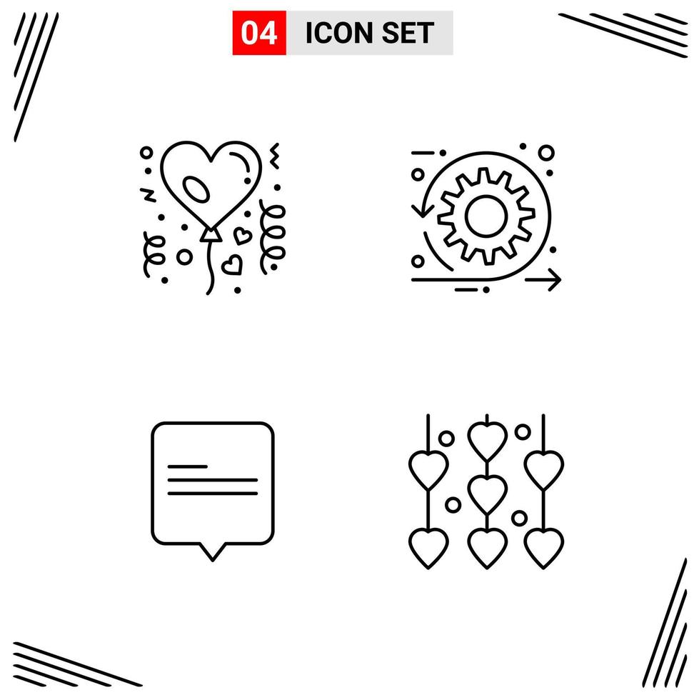 4 icônes ligne style grille basée sur des symboles de contour créatifs pour la conception de sites Web signes d'icône de ligne simple isolés sur fond blanc 4 jeu d'icônes fond de vecteur d'icône noire créative