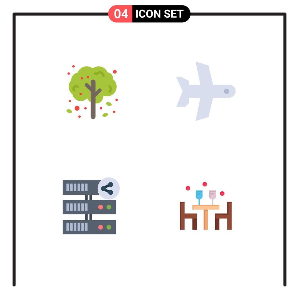 4 icônes créatives signes et symboles modernes de apple partager des éléments de conception vectoriels modifiables de serveur de transport d'arbre vecteur