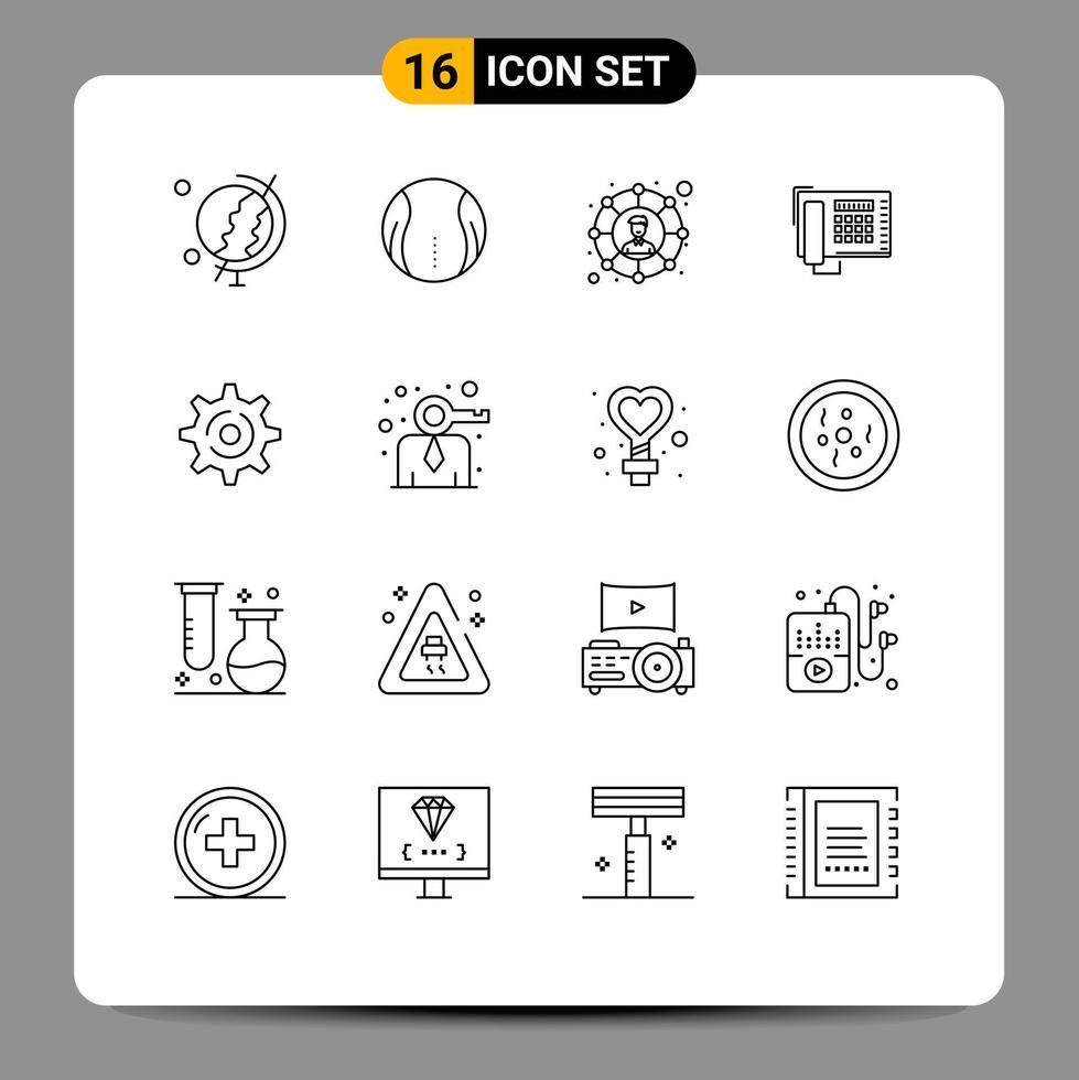 pack de 16 contours créatifs de la définition d'éléments de conception vectoriels modifiables par fax d'appel social internet vecteur