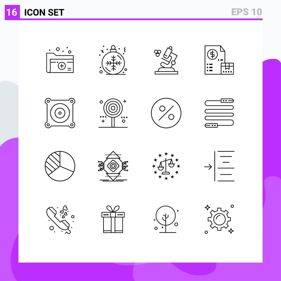 ensemble de 16 symboles d'icônes d'interface utilisateur modernes signes pour l'argent électrique marché d'hiver éléments de conception vectoriels modifiables vecteur