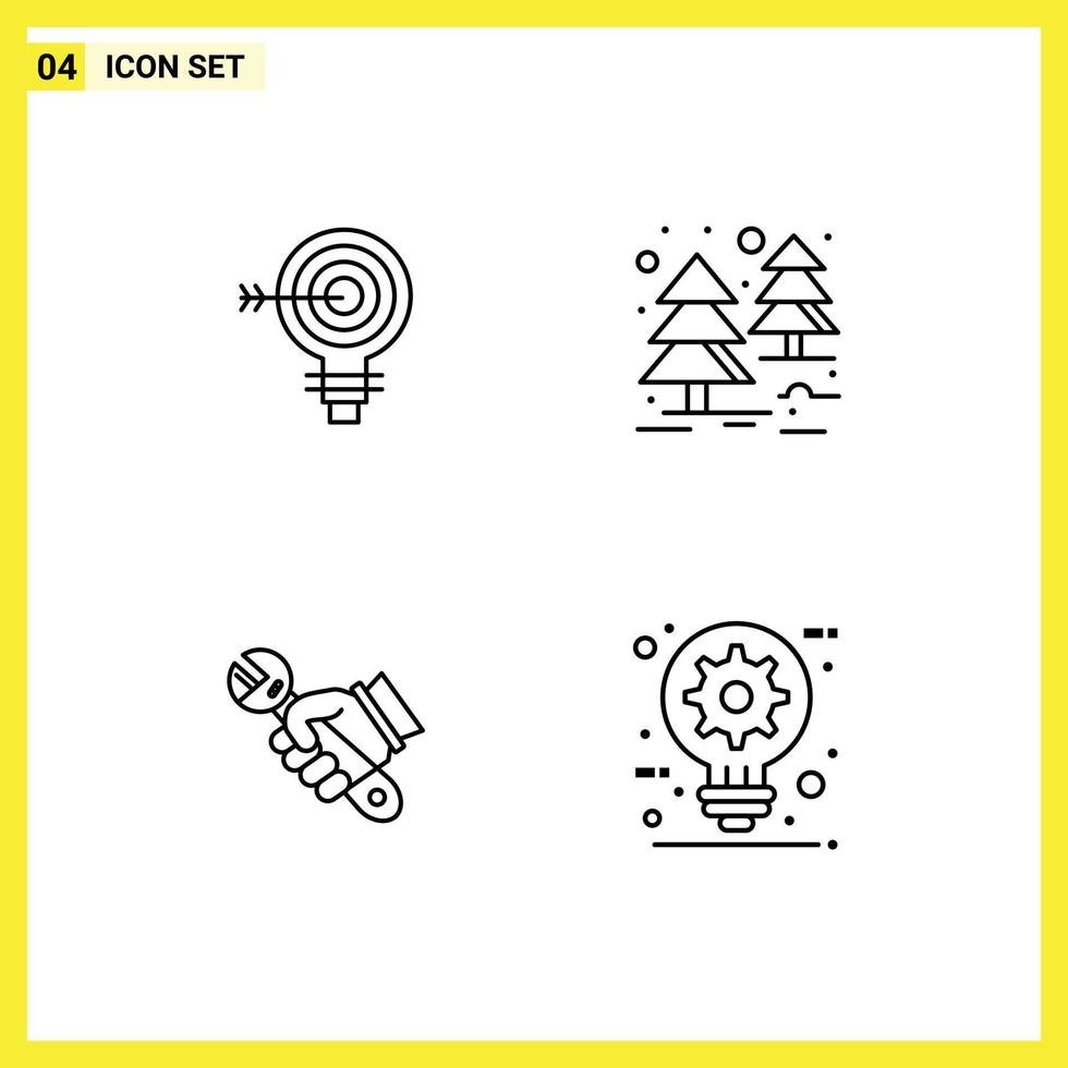 symboles d'icônes universelles groupe de 4 couleurs plates modernes de la solution de clé cible forêt fix éléments de conception vectoriels modifiables vecteur