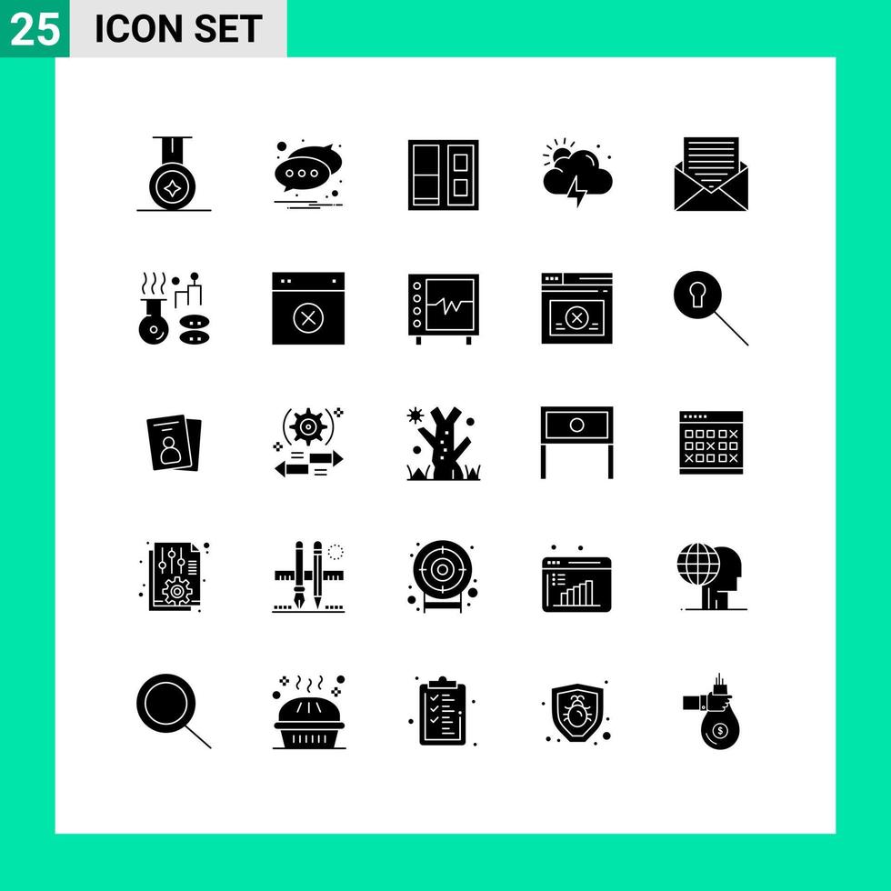 ensemble de 25 symboles d'icônes d'interface utilisateur modernes signes pour la beauté enveloppe porte e-mail communication éléments de conception vectoriels modifiables vecteur