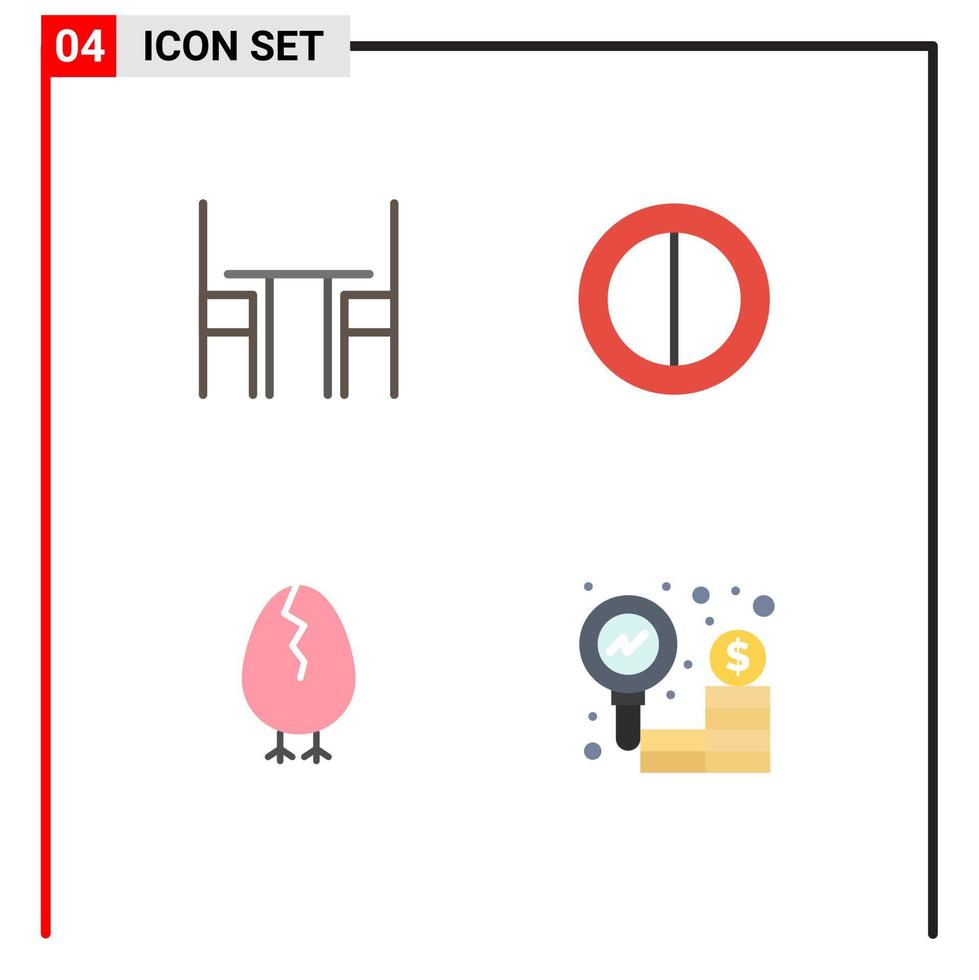 ensemble moderne de 4 icônes plates pictogramme de chaise bébé intérieur contraste entreprise éléments de conception vectoriels modifiables vecteur