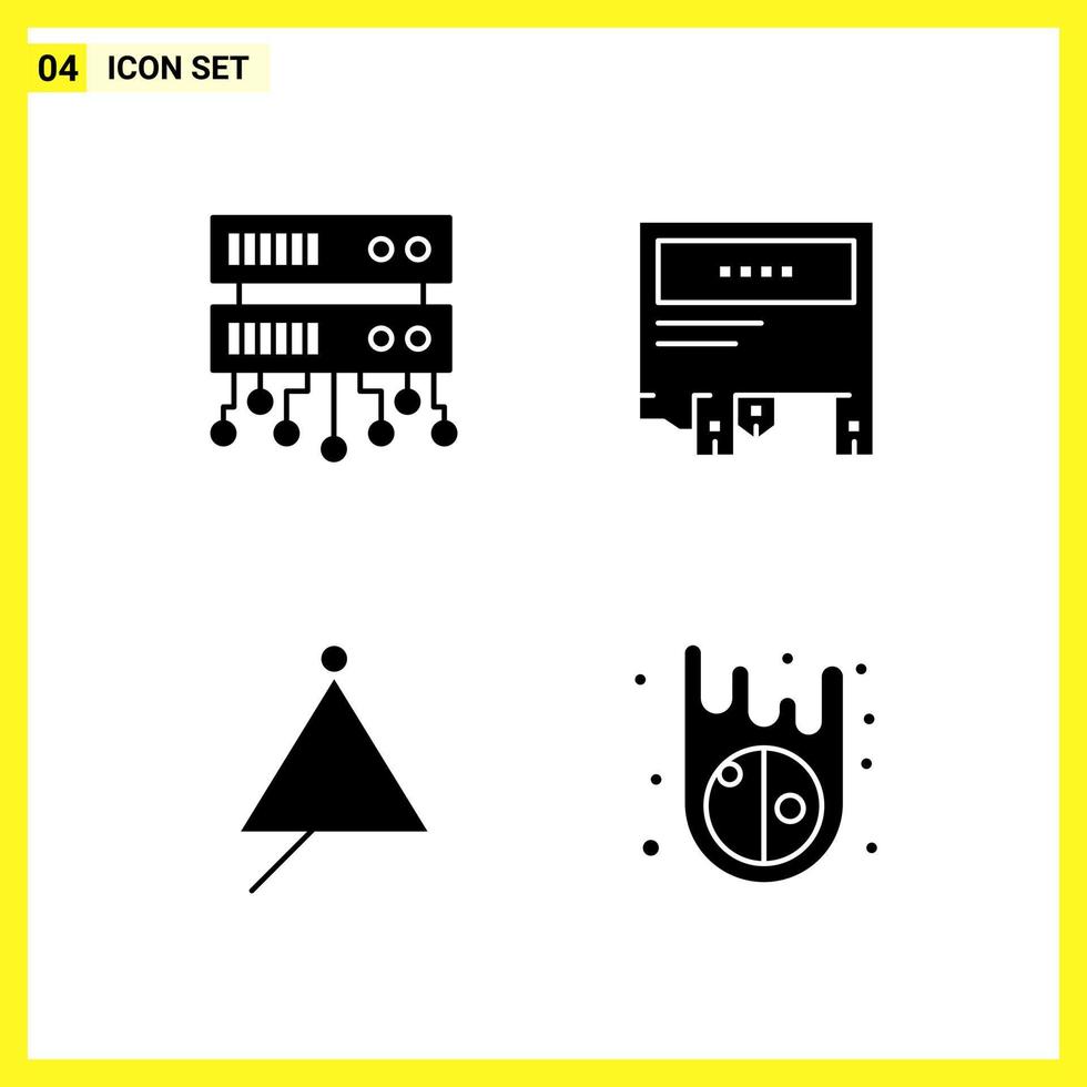 4 jeu d'icônes symboles solides simples signe de glyphe sur fond blanc pour la conception de sites Web applications mobiles et médias d'impression fond vectoriel d'icône noire créative