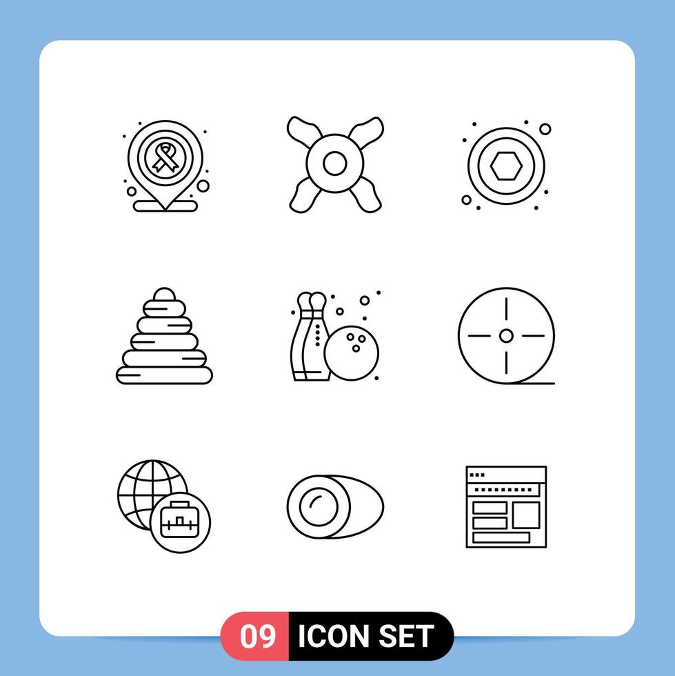 9 signes de contour universel symboles de la technologie film appareils pour bébés passe-temps éléments de conception vectoriels modifiables vecteur