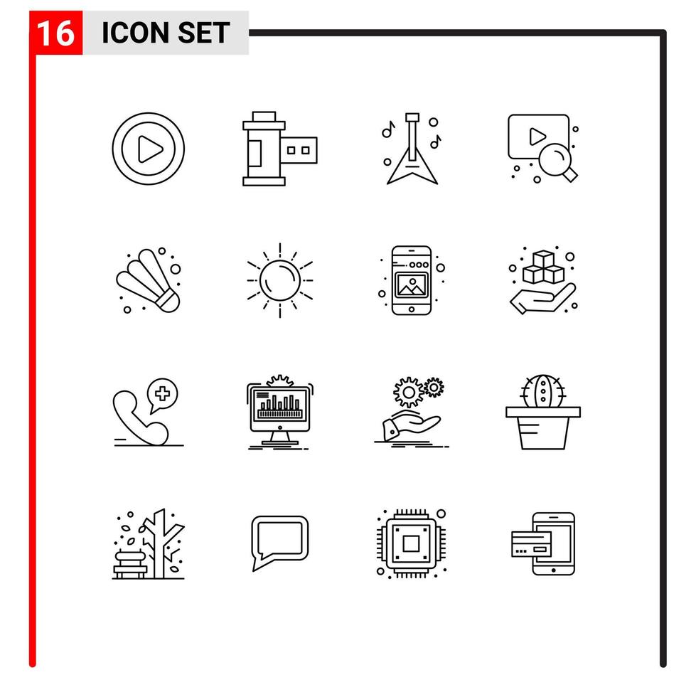 16 contours vectoriels thématiques et symboles modifiables d'éléments de conception vectoriels modifiables de recherche de jeu d'instruments de sport spatial vecteur
