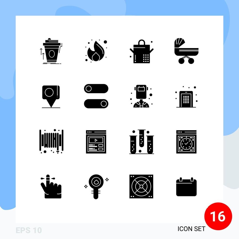 pack de 16 glyphes solides créatifs du bangladesh push money kids trolly éléments de conception vectoriels modifiables vecteur