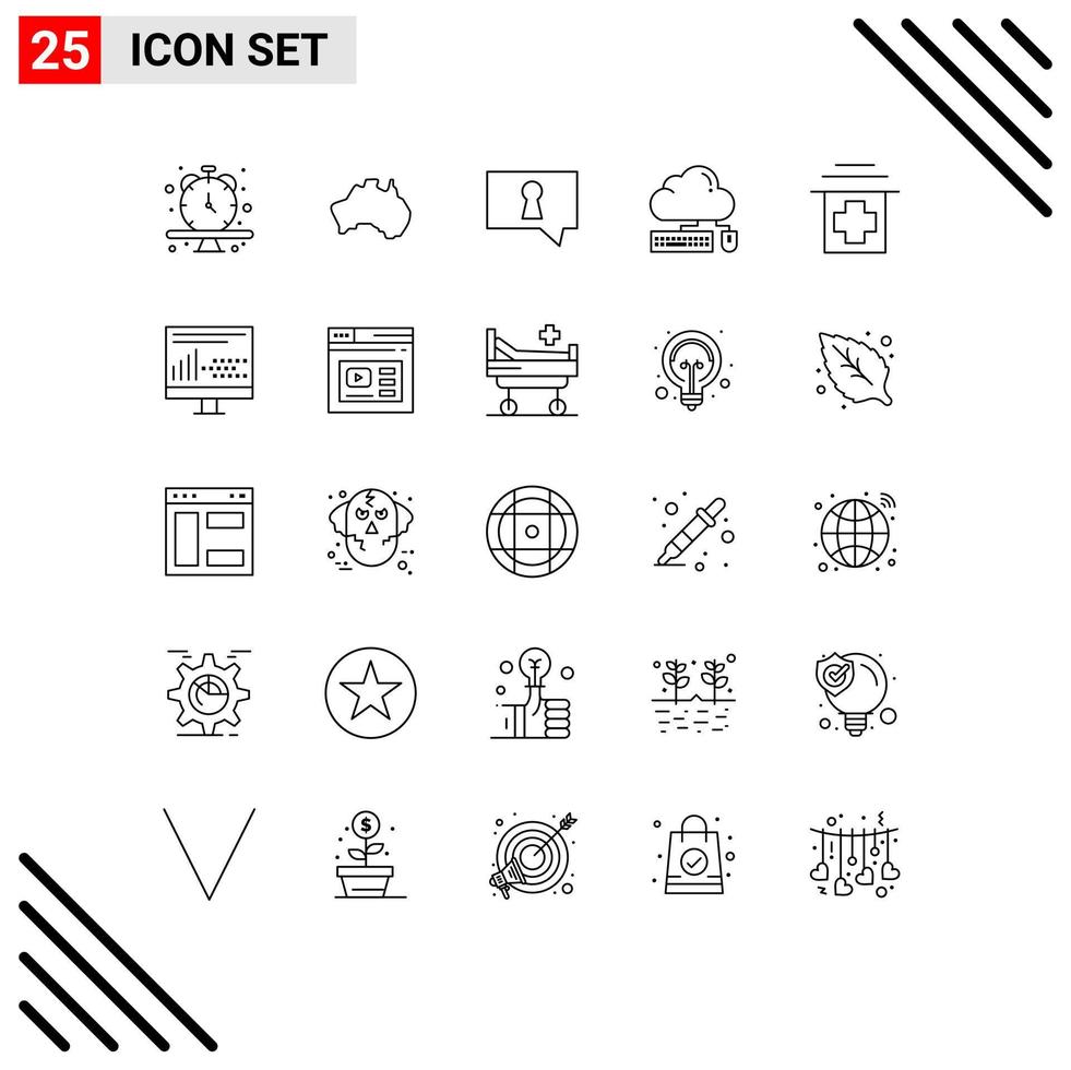 concept de 25 lignes pour sites Web mobiles et applications soins de santé nuage voyage souris informatique éléments de conception vectoriels modifiables vecteur