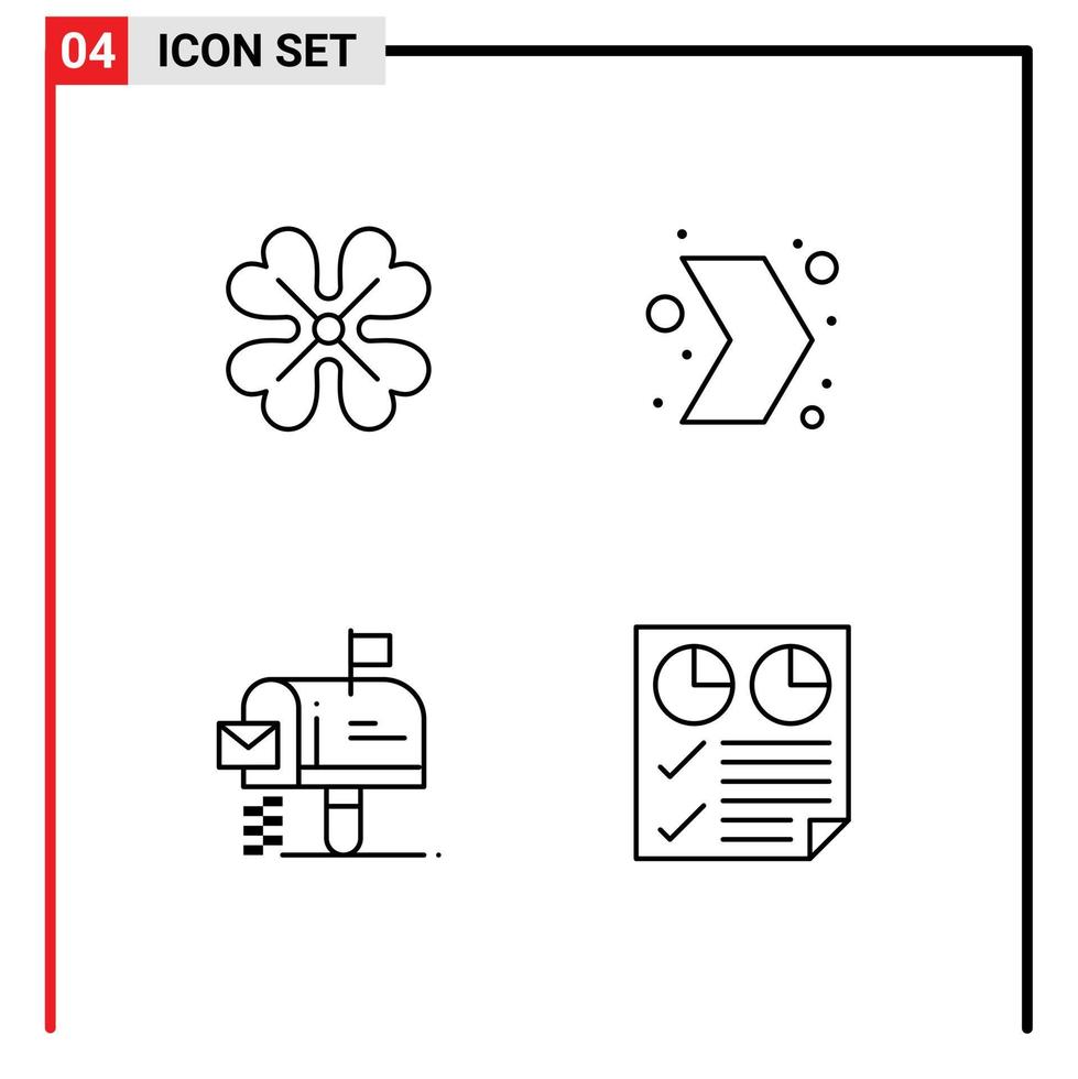 symboles d'icônes universels groupe de 4 couleurs plates de ligne de remplissage modernes d'anémone mail fleur de printemps message multimédia éléments de conception vectoriels modifiables vecteur