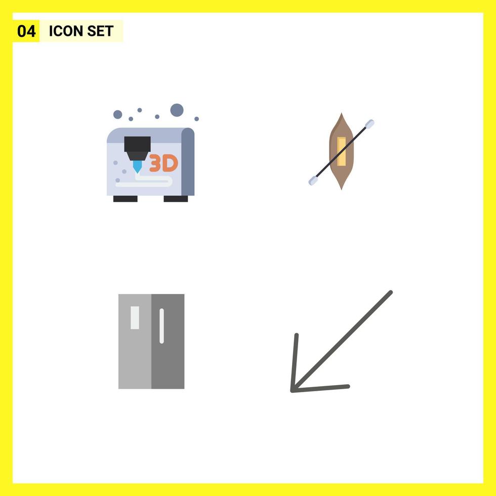 pack d'icônes vectorielles stock de 4 signes et symboles de ligne pour la modélisation d'appareils de canoë réfrigérateur flèche éléments de conception vectoriels modifiables vecteur