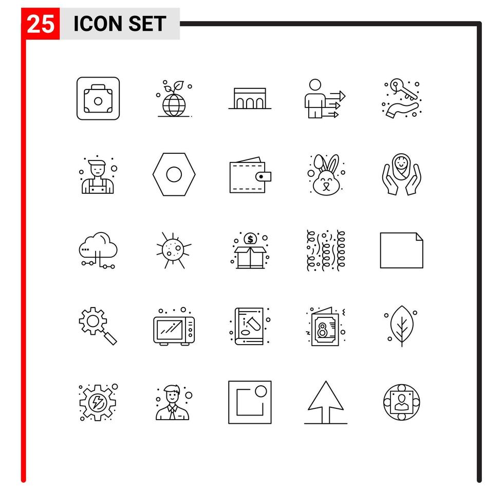 pack de lignes vectorielles modifiables de 25 lignes simples d'éléments de conception vectoriels modifiables vecteur