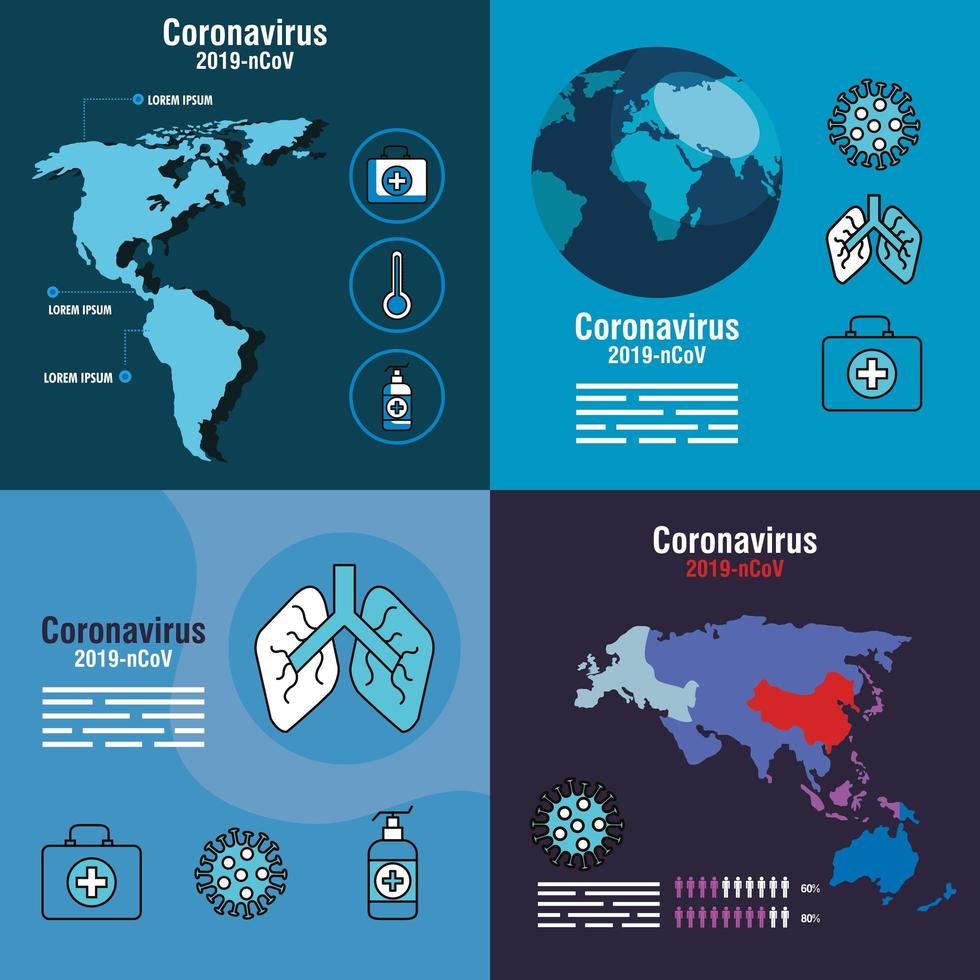 ensemble de bannière de prévention des coronavirus vecteur