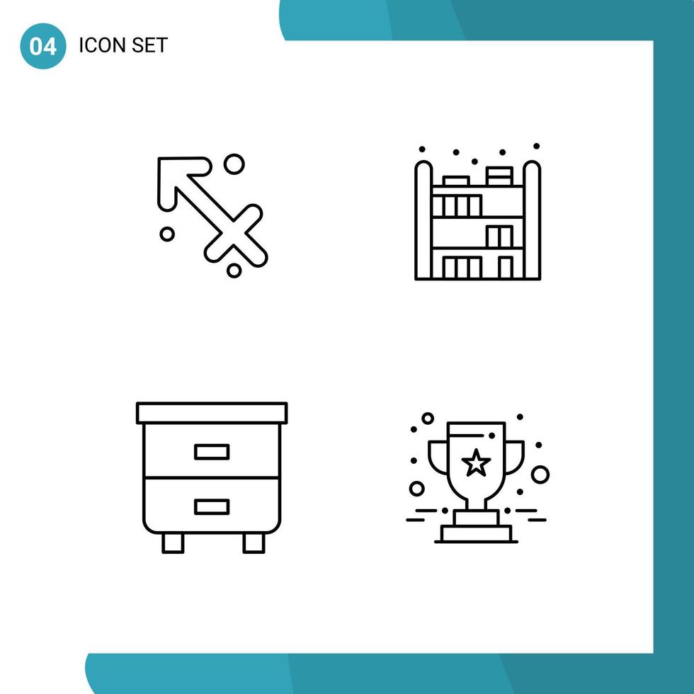 pack d'icônes vectorielles stock de 4 signes et symboles de ligne pour les meubles d'astrologie grèce réalisation d'étagère éléments de conception vectoriels modifiables vecteur