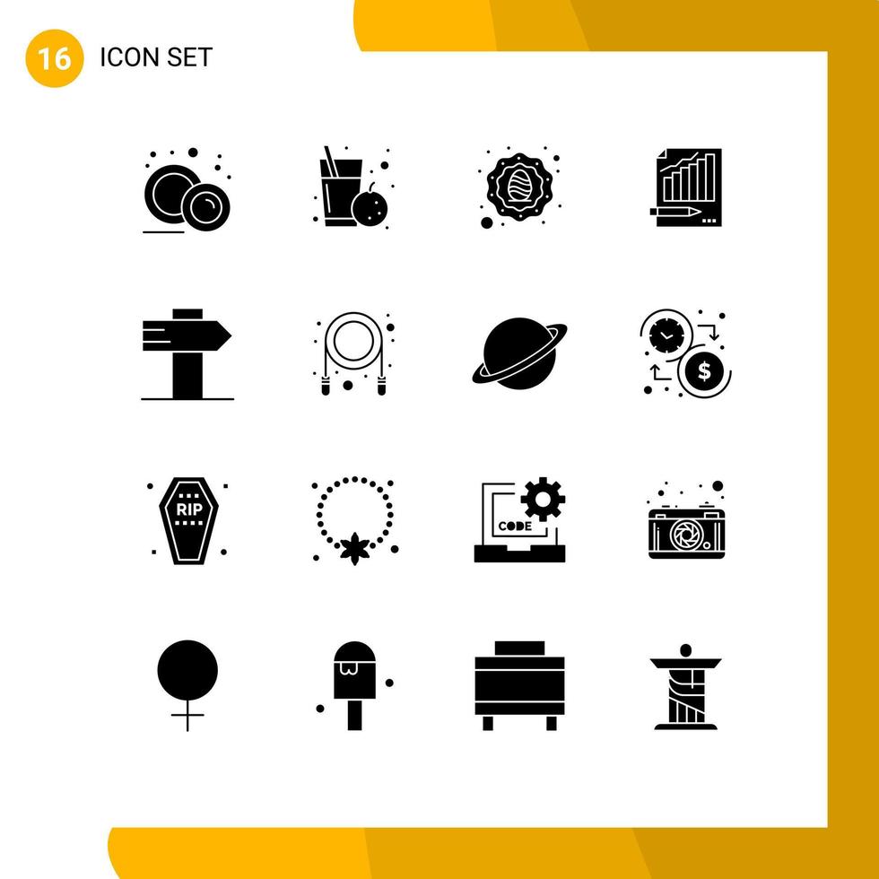 16 symboles de glyphes solides universels symboles de graphique vacances d'affaires analytique statistiques éléments de conception vectoriels modifiables vecteur