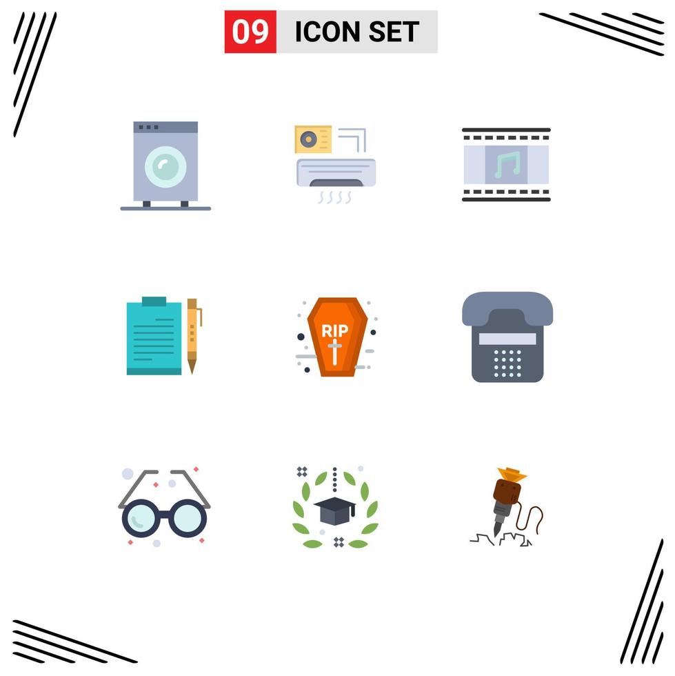 ensemble de 9 symboles d'icônes d'interface utilisateur modernes signes pour la page presse-papiers salle affaires film fixe éléments de conception vectoriels modifiables vecteur