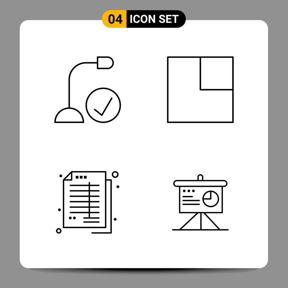 4 symboles de contour du pack d'icônes noires signes pour des conceptions réactives sur fond blanc 4 icônes définies fond de vecteur d'icône noire créative