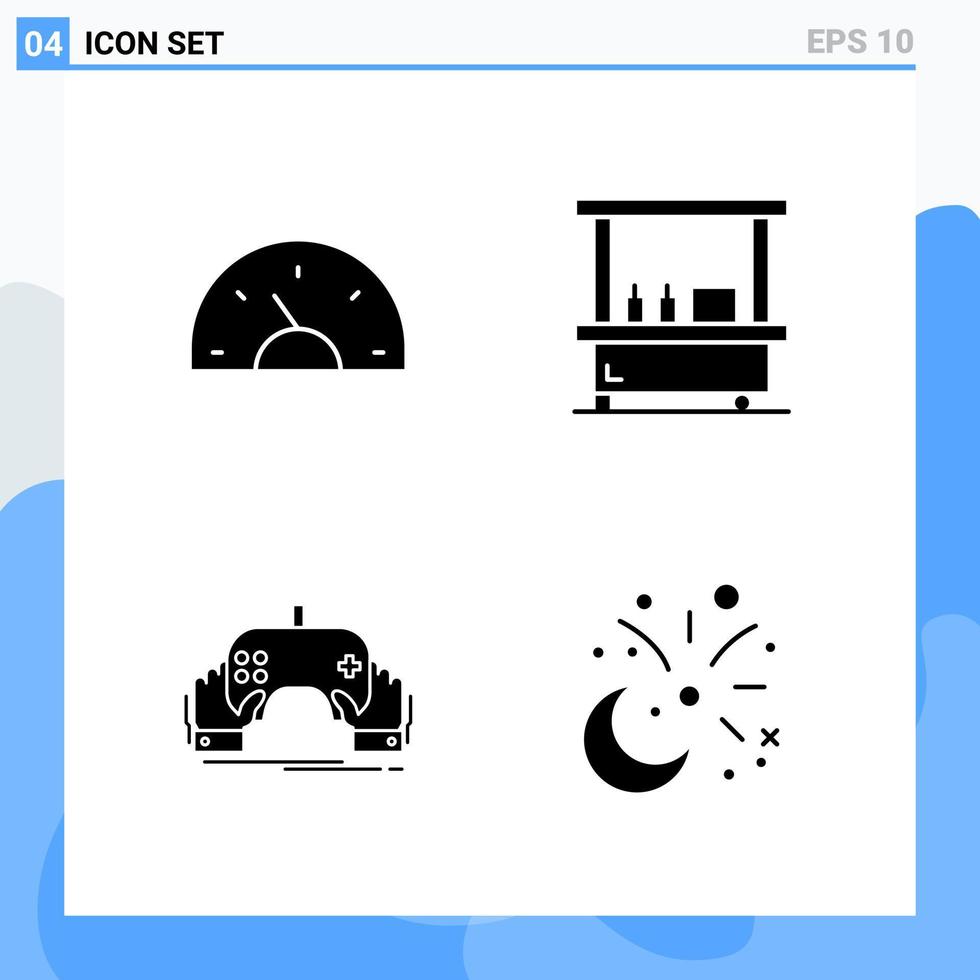 4 icônes de style solide modernes symboles de glyphe à usage général signe d'icône solide créatif isolé sur fond blanc pack de 4 icônes fond de vecteur d'icône noire créative