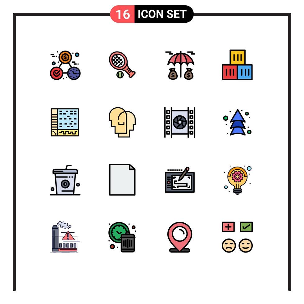 interface mobile ligne remplie de couleurs plates ensemble de 16 pictogrammes d'audio ableton investissement transport bons éléments de conception vectoriels créatifs modifiables vecteur