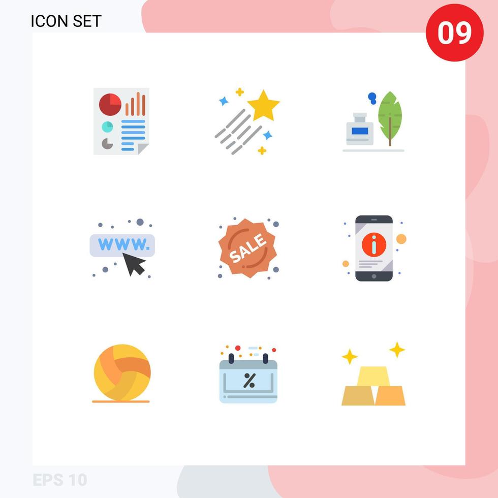 groupe de 9 couleurs plates modernes définies pour la page Web de l'étiquette star web éléments de conception vectoriels modifiables américains vecteur