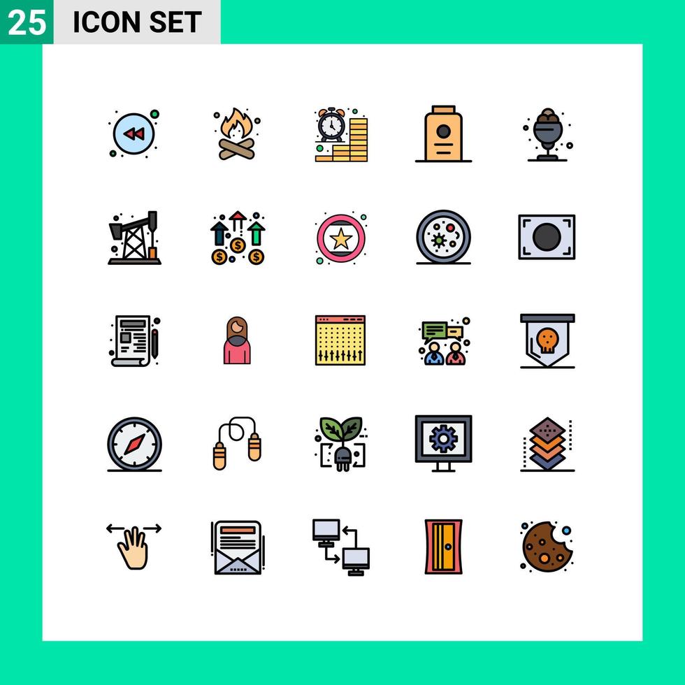 ensemble de 25 symboles d'icônes d'interface utilisateur modernes signes pour les éléments de conception vectoriels modifiables d'argent frais d'affaires de poudre du désert vecteur