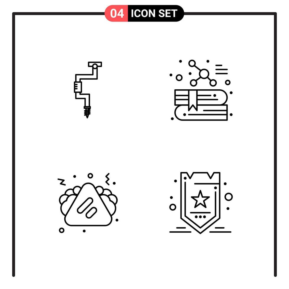 ensemble de 4 icônes de style de ligne pour le web et les symboles de contour mobiles pour les signes d'icône de ligne d'impression isolés sur fond blanc 4 jeu d'icônes fond de vecteur d'icône noire créative