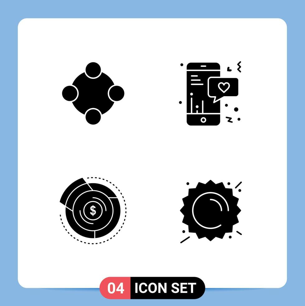 pack d'interface utilisateur de 4 glyphes solides de base de hochet de bébé équilibre hochet diagramme mobile éléments de conception vectoriels modifiables vecteur