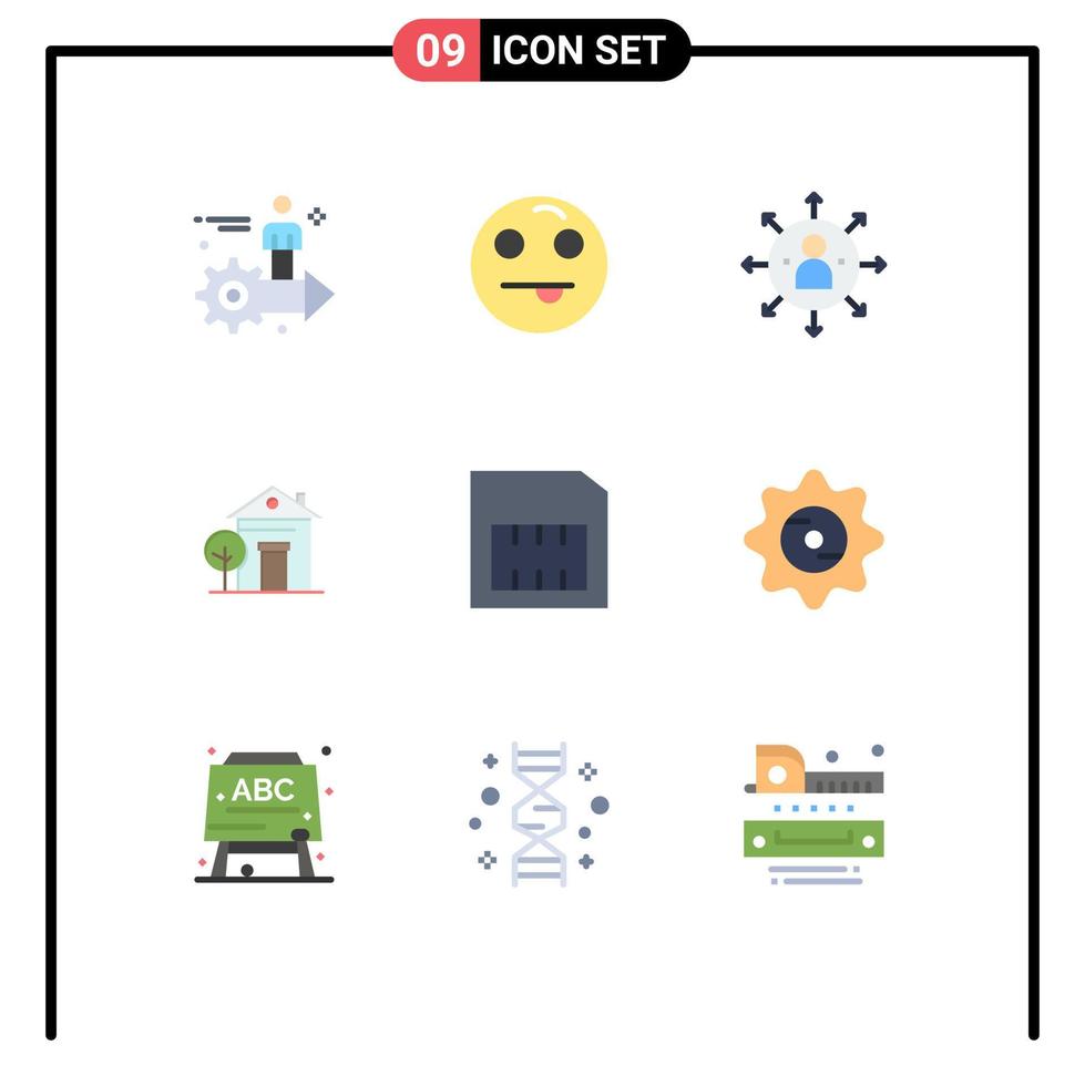 9 couleurs plates vectorielles thématiques et symboles modifiables des capacités de maison de cartes éléments de conception vectoriels modifiables d'opportunité à domicile vecteur