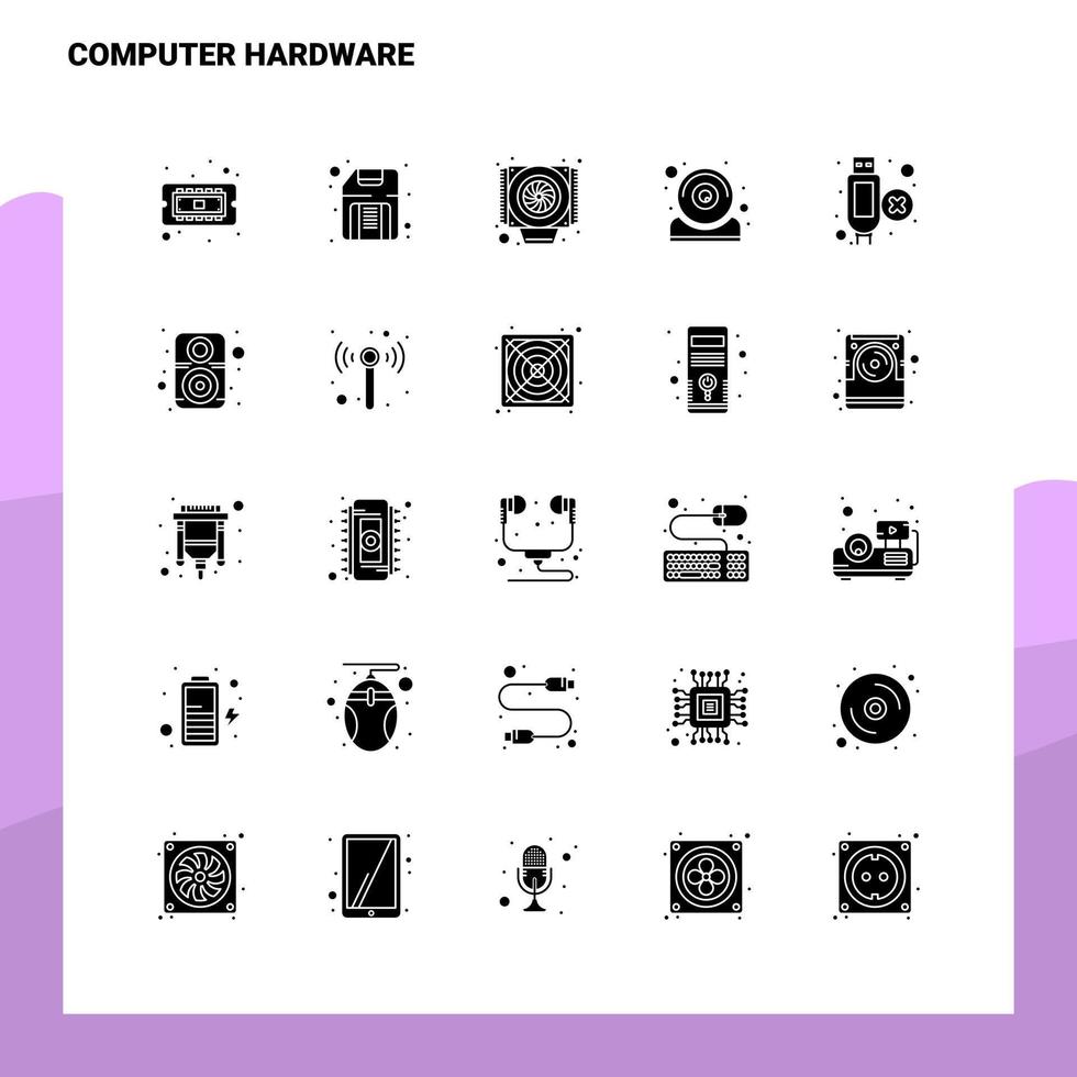 25 jeu d'icônes de matériel informatique modèle d'illustration vectorielle d'icône de glyphe solide pour des idées web et mobiles pour une entreprise vecteur