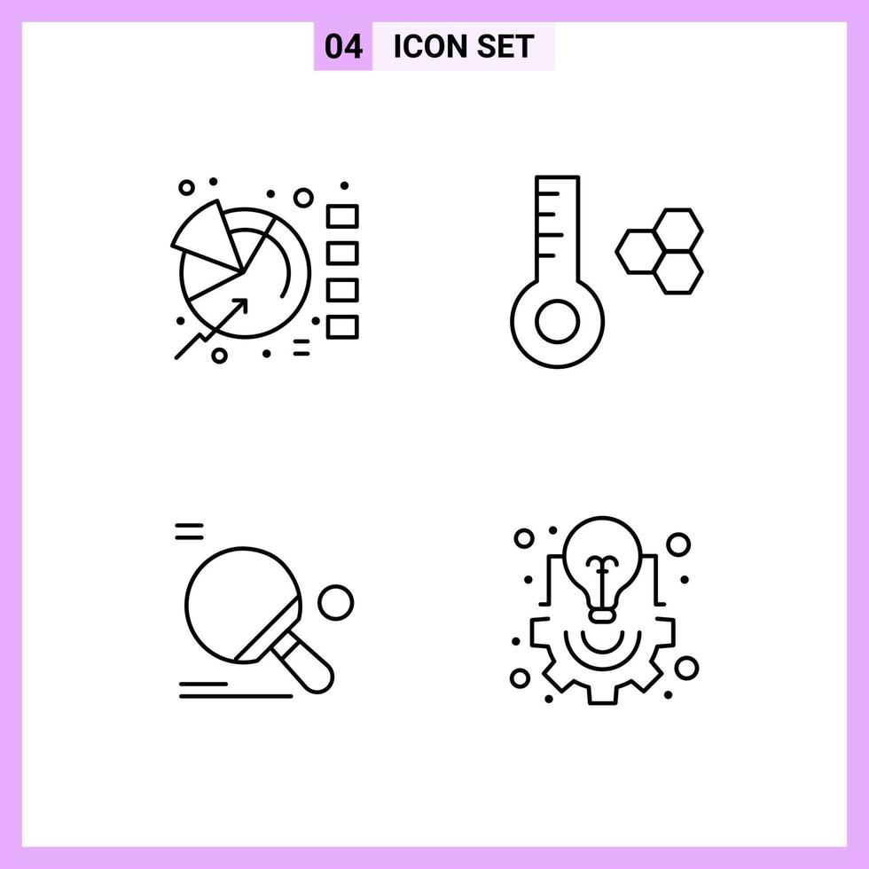 4 icônes dans les symboles de contour de style de ligne sur fond blanc signes vectoriels créatifs pour le web mobile et imprimer fond vectoriel d'icône noire créative