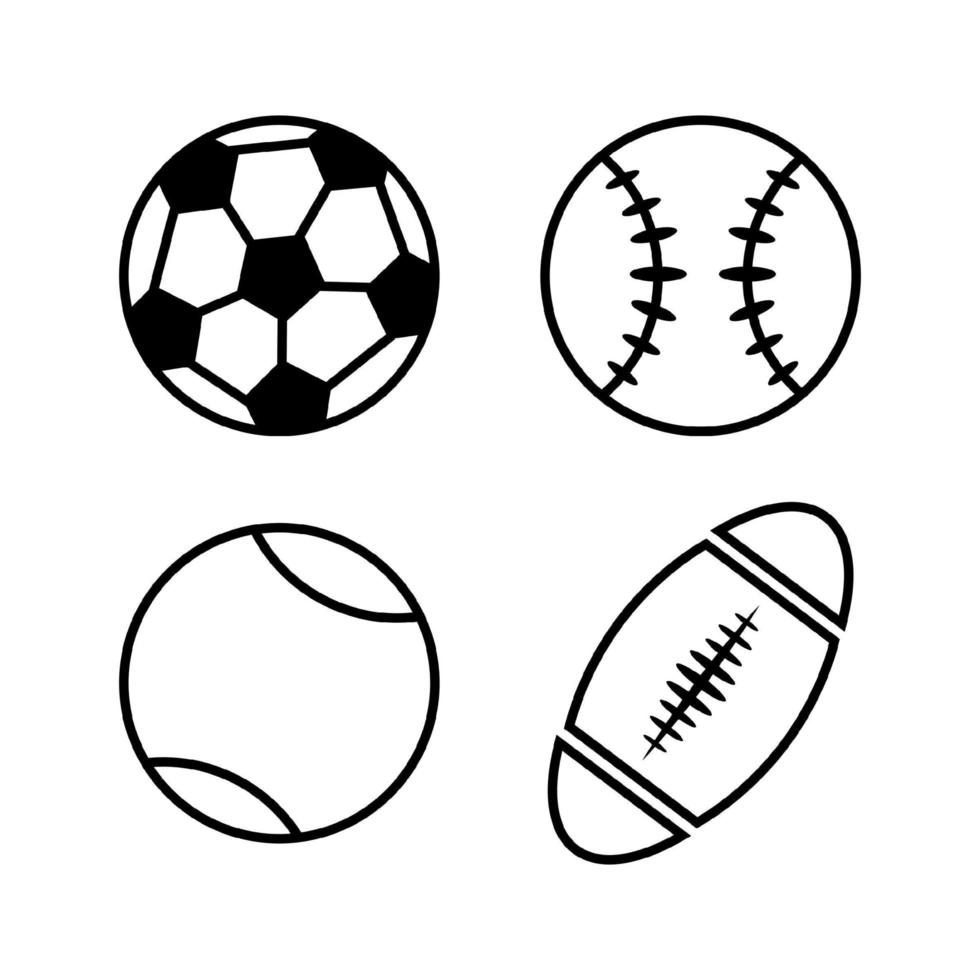 icônes de ligne de balles de sport vecteur