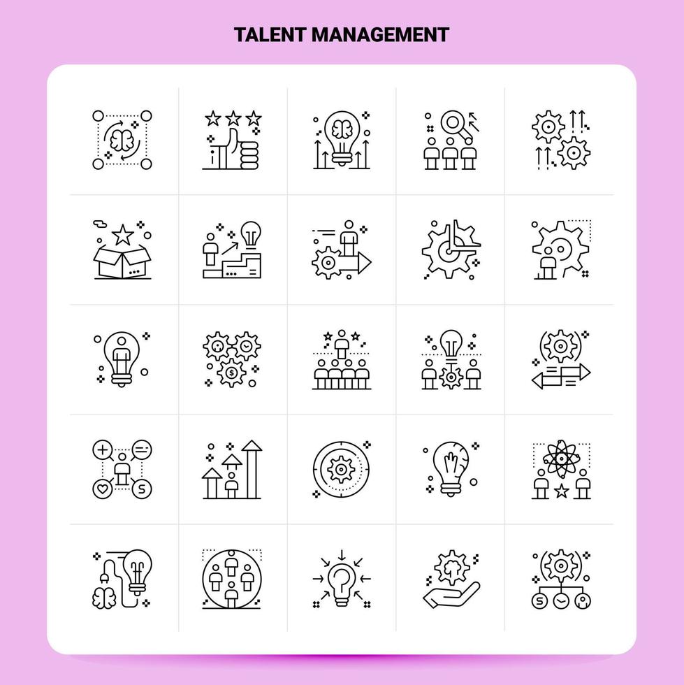 contour 25 jeu d'icônes de gestion des talents conception de style de ligne vectorielle icônes noires définies pack de pictogrammes linéaires idées d'affaires web et mobiles conception illustration vectorielle vecteur