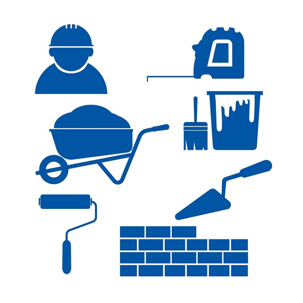 icônes de matériel et de matériaux de construction vecteur