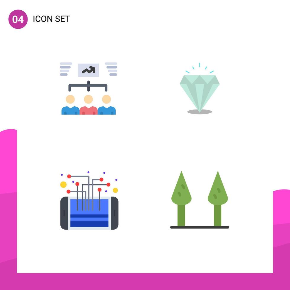 symboles d'icônes universelles groupe de 4 icônes plates modernes de tâche de circuit d'équipe briller éléments de conception vectoriels modifiables par téléphone vecteur