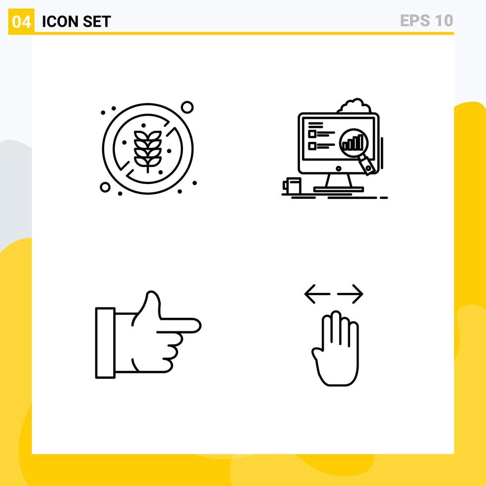 interface utilisateur pack de 4 couleurs plates remplies de base sans régime comme le riz présentation vote éléments de conception vectoriels modifiables vecteur