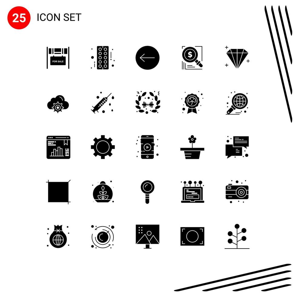 pack d'icônes vectorielles de stock de 25 signes et symboles de ligne pour les éléments de conception vectoriels modifiables de dollar d'affaires de flèche de solution de bijou vecteur