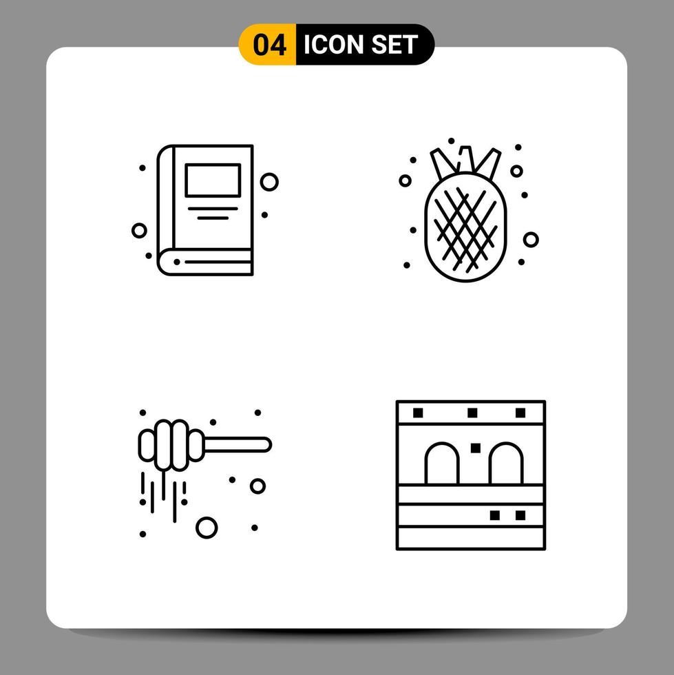 4 symboles de contour du pack d'icônes noires signes pour des conceptions réactives sur fond blanc 4 icônes définies fond de vecteur d'icône noire créative