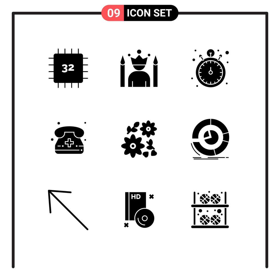 pack d'icônes vectorielles stock de 9 signes et symboles de ligne pour les appels téléphoniques minuterie d'appel de super-héros éléments de conception vectoriels modifiables vecteur