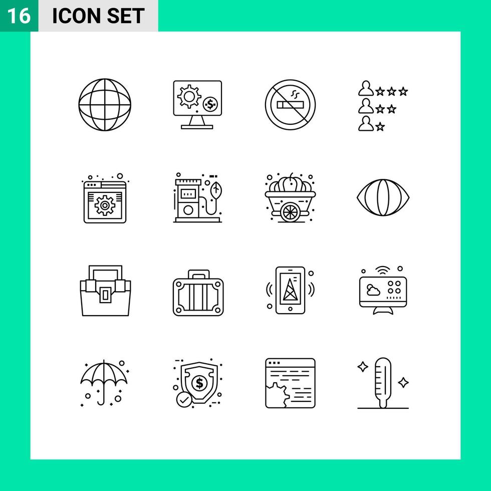 pack de 16 signes et symboles de contours modernes pour les supports d'impression web tels que internet trouver des éléments de conception vectoriels modifiables vecteur