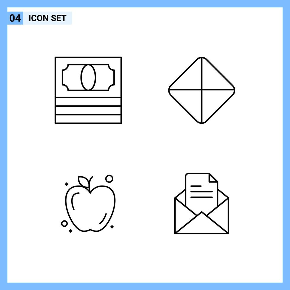 4 icônes style de ligne symboles de contour créatifs signe d'icône de ligne noire isolé sur fond blanc fond de vecteur d'icône noire créative